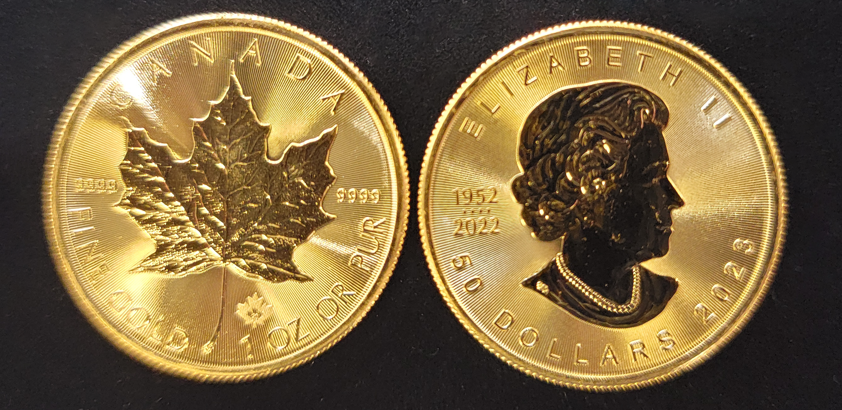 1 ounce gold Maple Leaf coins